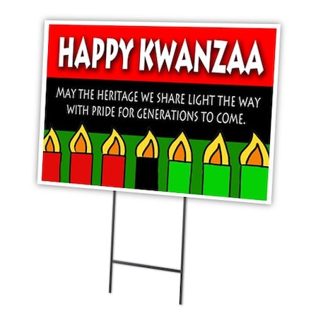 Happy Kwanza Share L Yard Sign & Stake Outdoor Plastic Coroplast Window